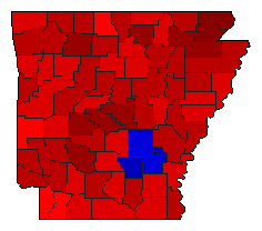 2002 Arkansas County Map of Democratic Primary Election Results for Governor