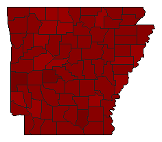 2014 Arkansas County Map of Democratic Primary Election Results for Governor