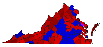 2013 Virginia County Map of Democratic Primary Election Results for Lt. Governor
