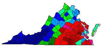 2001 Virginia County Map of Democratic Primary Election Results for Attorney General