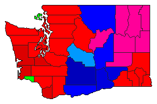 1996 Washington County Map of Democratic Primary Election Results for Governor