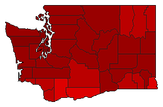 1968 Washington County Map of Democratic Primary Election Results for Lt. Governor