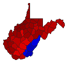 1988 West Virginia County Map of Democratic Primary Election Results for State Auditor
