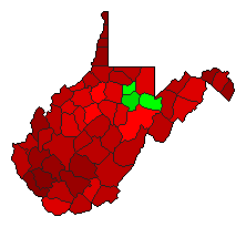 1984 West Virginia County Map of Democratic Primary Election Results for Senator