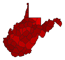 2010 West Virginia County Map of Democratic Primary Election Results for Senator