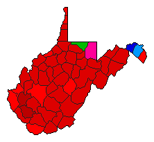 2000 West Virginia County Map of Democratic Primary Election Results for Secretary of State