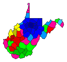 1960 West Virginia County Map of Democratic Primary Election Results for State Treasurer