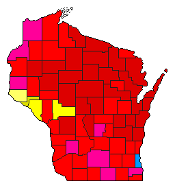 2018 Wisconsin County Map of Democratic Primary Election Results for Governor