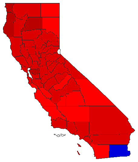 1990 California County Map of Democratic Primary Election Results for Governor