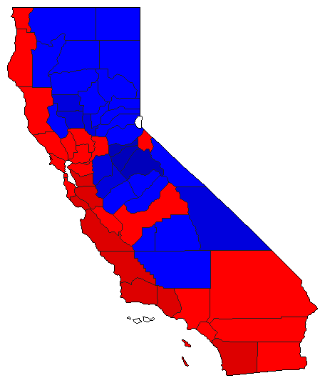 1994 California County Map of Democratic Primary Election Results for Governor