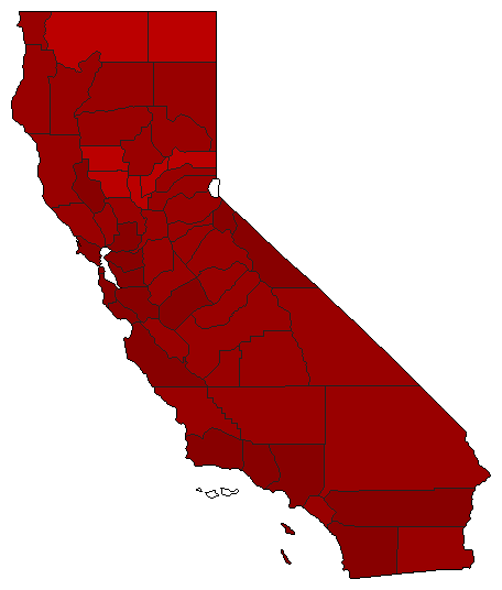 2002 California County Map of Democratic Primary Election Results for Governor