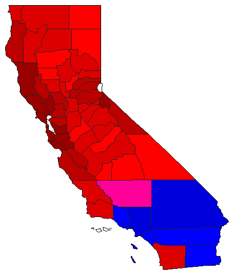 2010 California County Map of Democratic Primary Election Results for Lt. Governor