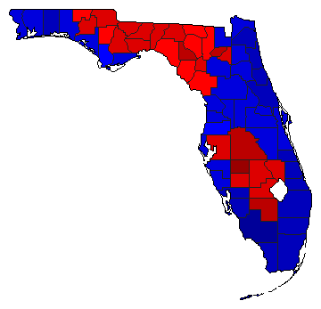 2018 Florida County Map of Republican Primary Election Results for Governor