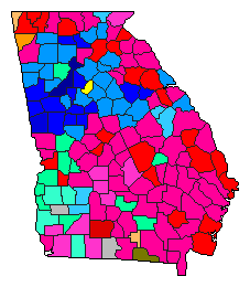 1998 Georgia County Map of Republican Primary Election Results for Lt. Governor