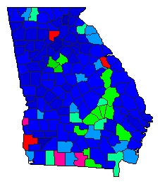2018 Georgia County Map of Republican Primary Election Results for Lt. Governor