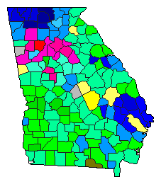 1998 Georgia County Map of Republican Primary Election Results for Attorney General