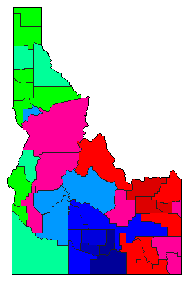 1994 Idaho County Map of Republican Primary Election Results for State Auditor