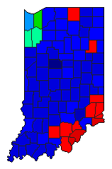 1992 Indiana County Map of Republican Primary Election Results for Governor