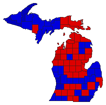 1996 Michigan County Map of Republican Primary Election Results for Senator