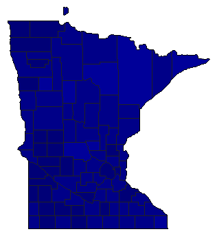 1954 Minnesota County Map of Republican Primary Election Results for Senator