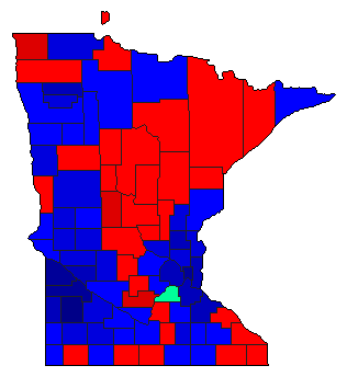 1950 Minnesota County Map of Republican Primary Election Results for State Treasurer