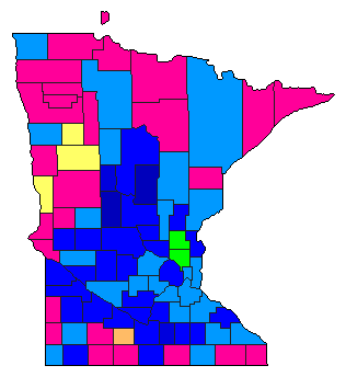 1954 Minnesota County Map of Republican Primary Election Results for State Treasurer