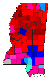 2003 Mississippi County Map of Republican Primary Election Results for Agriculture Commissioner