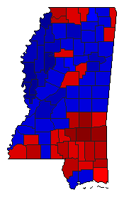2014 Mississippi County Map of Republican Primary Election Results for Senator