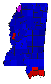 2011 Mississippi County Map of Republican Primary Election Results for Lt. Governor