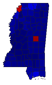 2011 Mississippi County Map of Republican Primary Election Results for Secretary of State