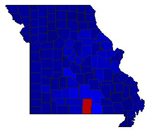 2010 Missouri County Map of Republican Primary Election Results for Senator