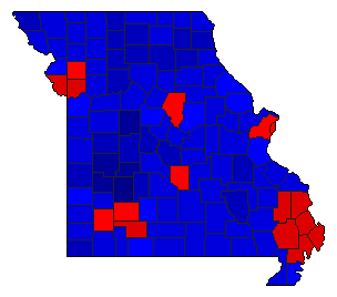 2016 Missouri County Map of Republican Primary Election Results for Lt. Governor