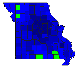 2020 Missouri County Map of Republican Primary Election Results for Lt. Governor