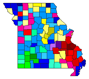 1944 Missouri County Map of Republican Primary Election Results for Secretary of State