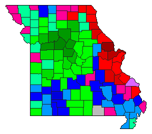 2012 Missouri County Map of Republican Primary Election Results for Secretary of State