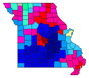2004 Missouri County Map of Republican Primary Election Results for State Treasurer