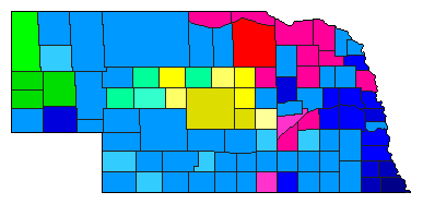 1960 Nebraska County Map of Republican Primary Election Results for Governor