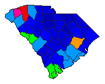 2018 South Carolina County Map of Republican Primary Election Results for Governor