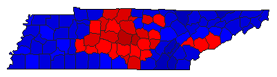 2014 Tennessee County Map of Republican Primary Election Results for Senator