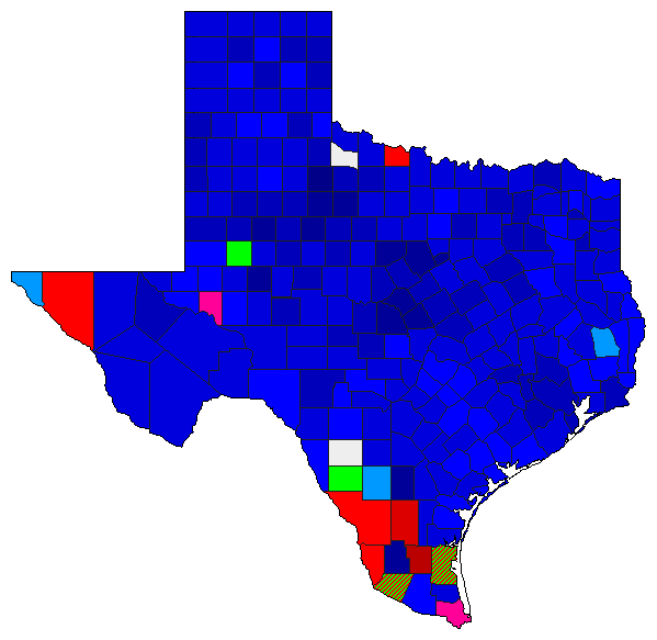 2018 Texas County Map of Republican Primary Election Results for Agriculture Commissioner