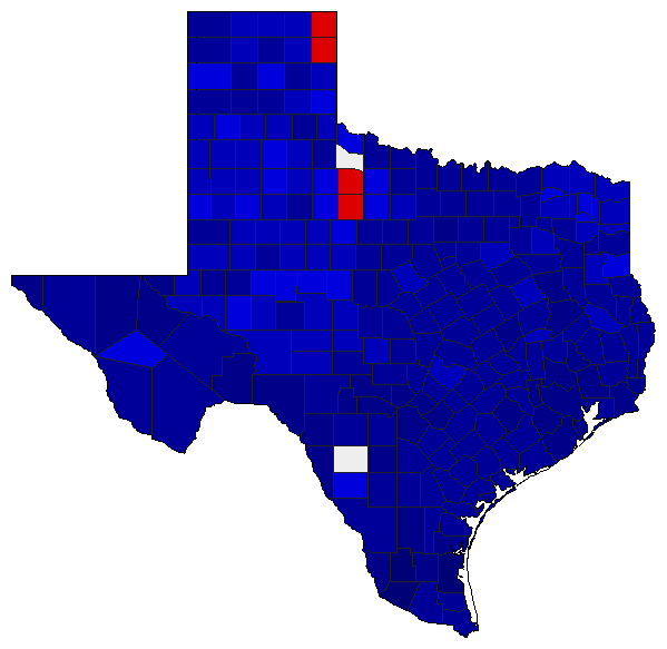 2018 Texas County Map of Republican Primary Election Results for Lt. Governor