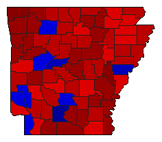 2018 Arkansas County Map of Republican Primary Election Results for Governor