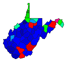 1996 West Virginia County Map of Republican Primary Election Results for Governor