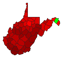 2020 West Virginia County Map of Republican Primary Election Results for Governor