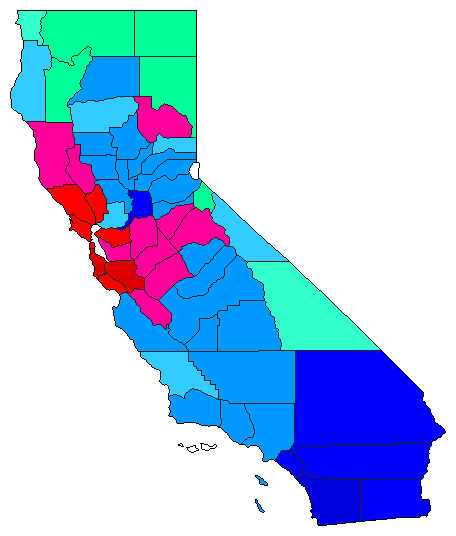 1982 California County Map of Republican Primary Election Results for Senator