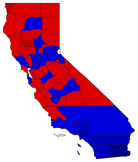 1990 California County Map of Republican Primary Election Results for Lt. Governor