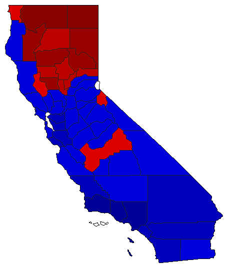 1994 California County Map of Republican Primary Election Results for Lt. Governor