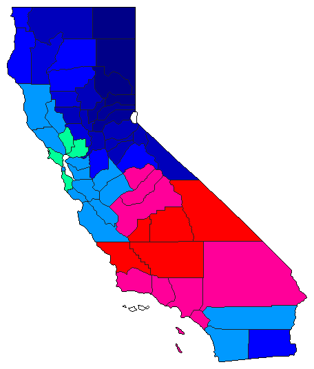 1998 California County Map of Republican Primary Election Results for Lt. Governor