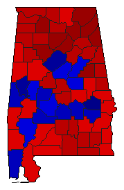 1994 Alabama County Map of Democratic Runoff Election Results for State Auditor