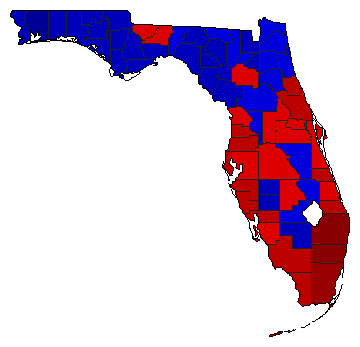 1994 Florida County Map of Democratic Runoff Election Results for Senator